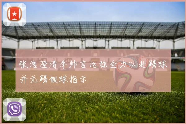 张浩澄清李帅言论称全力以赴踢球并无踢假球指示